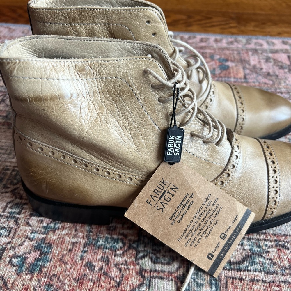Tan Leather Brogue Boots Faruk Sagin 41 8